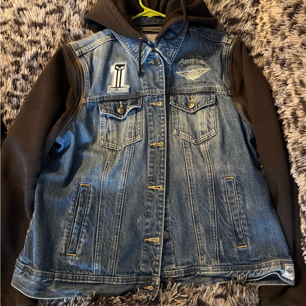 Harley-Davidson Women's Zip-Off Sleeve Denim Jacket - Indigo Wash 98402-20VW